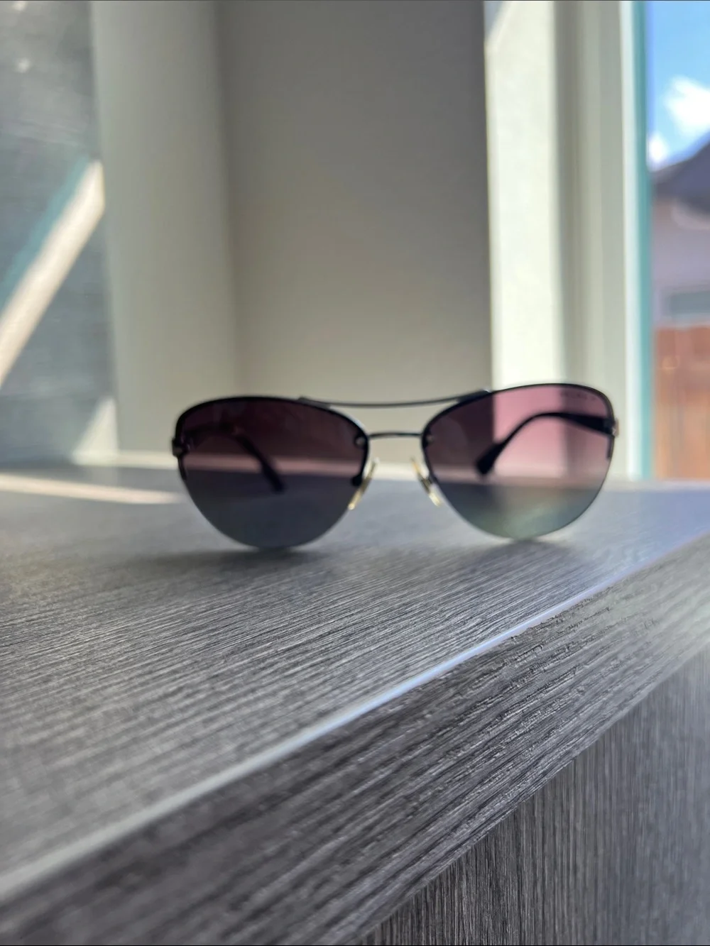 Ralph Lauren Women's Aviator Sunglasses - Pink Gradient Lenses with Black Frame